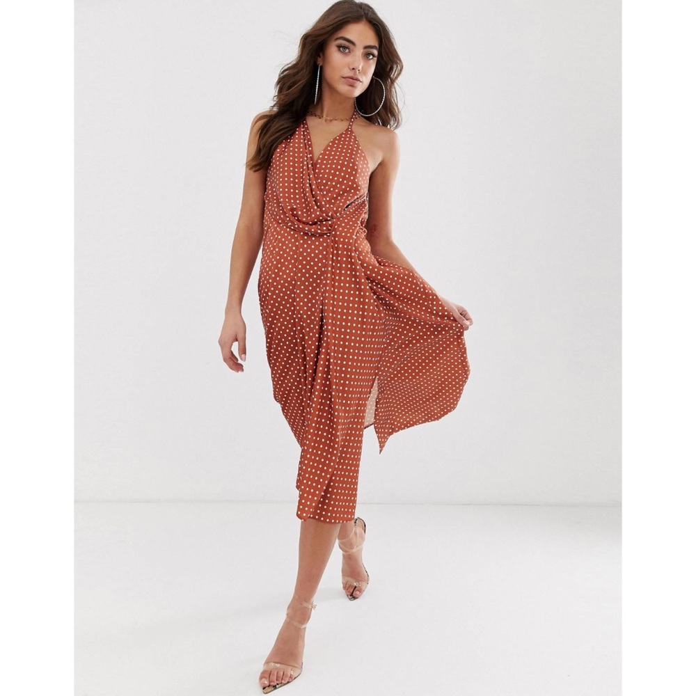 ASOS Design Satin Draped Midi Dress